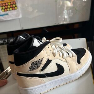 Nike Air Jordan Mid Top Sneakers Black and Cream